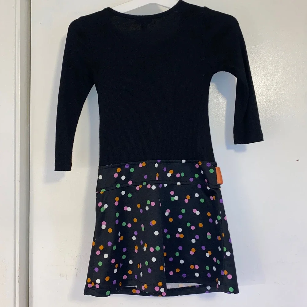 Girls 6x Halloween Dress Black Witch Unicorn Glitter Star Belt Polka Dot
